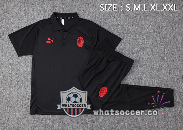 Training Polo AC Milan + Pants Black 2023-2024