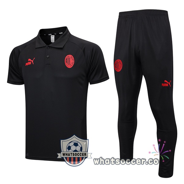 Training Polo AC Milan + Pants Black 2023-2024