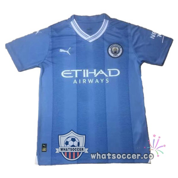 Manchester City Home Soccer Jerseys Blue Leak Version 2023-2024