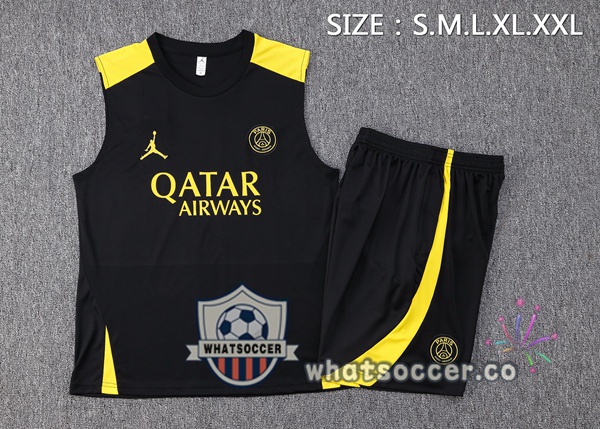 Paris PSG + Shorts Black Soccer Vest 2023-2024