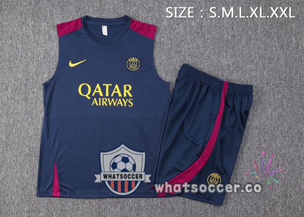 Paris PSG + Shorts Blue Royal Soccer Vest 2023-2024