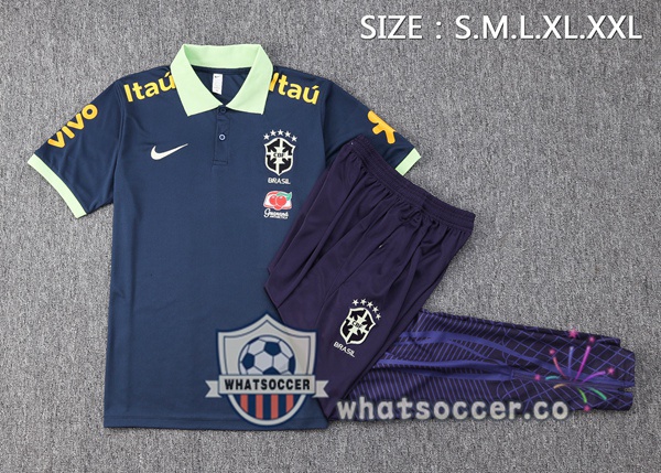 Training Polo Brazil + Pants Blue Royal 2023-2024