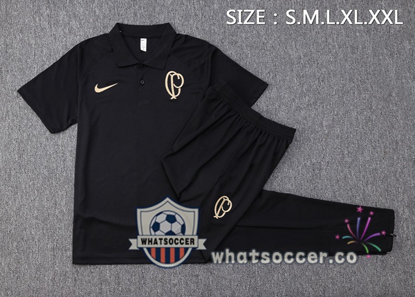 Training Polo Corinthians + Pants Black 2023-2024