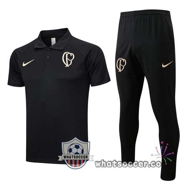 Training Polo Corinthians + Pants Black 2023-2024