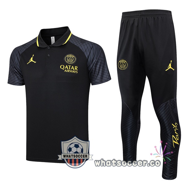 Training Polo Paris PSG + Pants Black 2023-2024