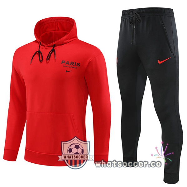 Paris PSG Red Hooded Jacket 2023-2024