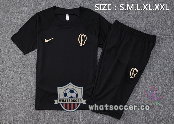 Corinthians Training T-Shirts + Shorts Black 2023-2024