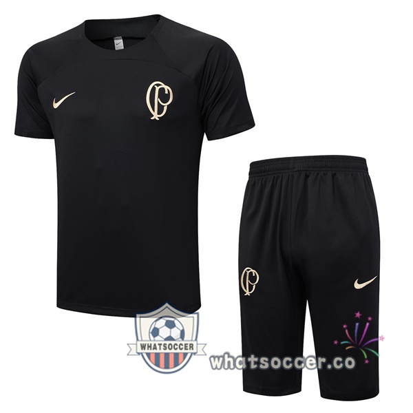 Corinthians Training T-Shirts + Shorts Black 2023-2024