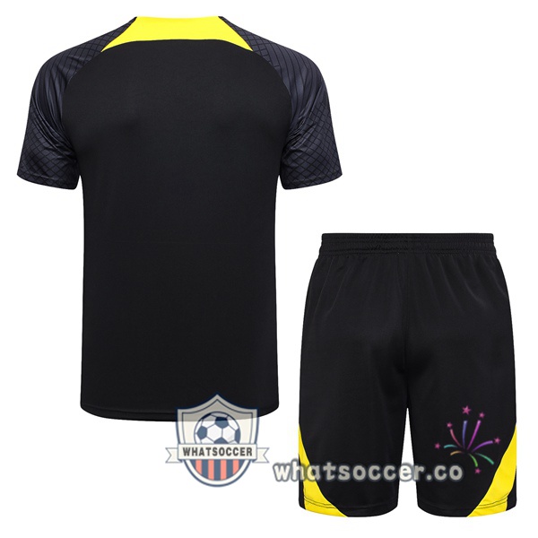 Paris PSG Training T-Shirts + Shorts Black 2023-2024