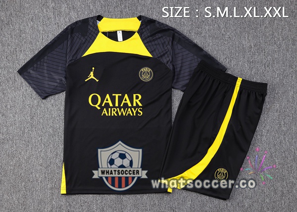 Paris PSG Training T-Shirts + Shorts Black 2023-2024