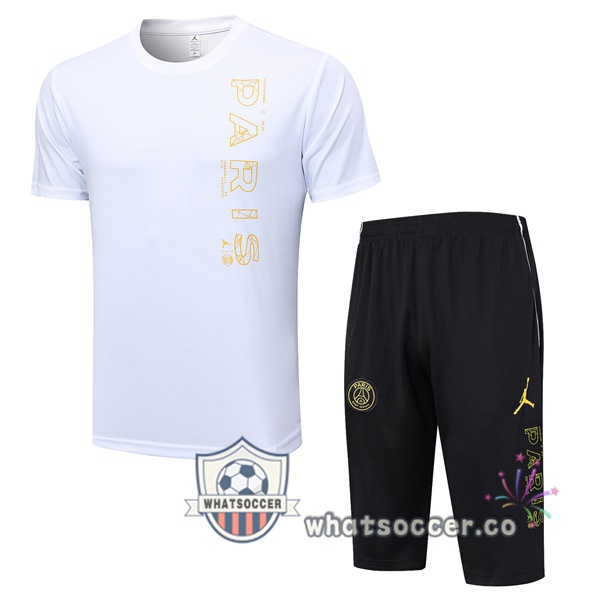 Paris PSG Training T-Shirts + Shorts White 2023-2024