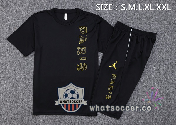 Paris PSG Training T-Shirts + Shorts Black 2023-2024