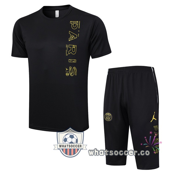 Paris PSG Training T-Shirts + Shorts Black 2023-2024