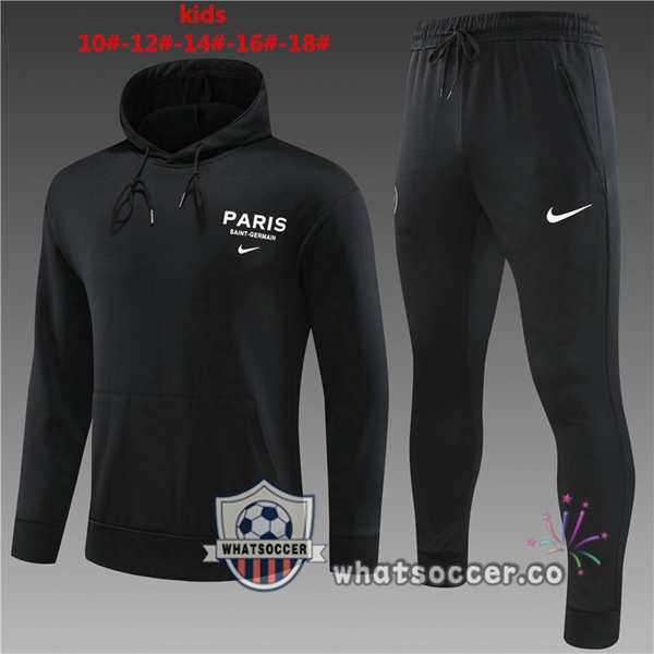 Paris PSG Kids Black Hooded Jacket 2023-2024