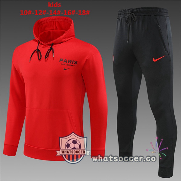 Paris PSG Kids Red Hooded Jacket 2023-2024