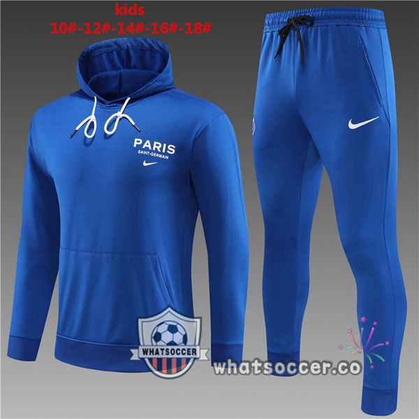 Paris PSG Kids Blue Hooded Jacket 2023-2024