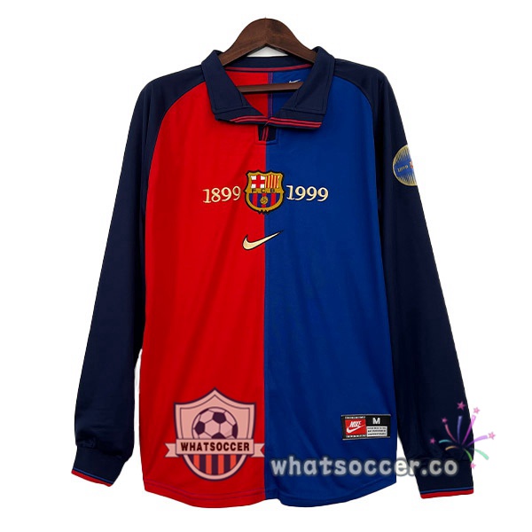 FC Barcelona Retro 100th Anniversary Soccer Jerseys Long Sleeve Red Blue