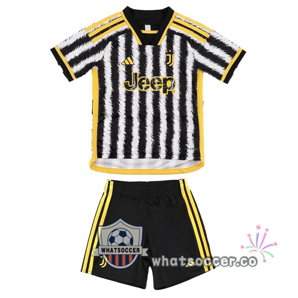Juventus Kids Home Soccer Jerseys Black White 2023-2024