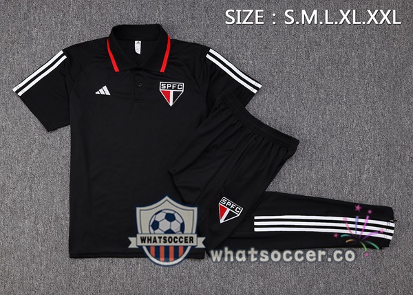 Training Polo Sao Paulo FC + Pants Black 2023-2024