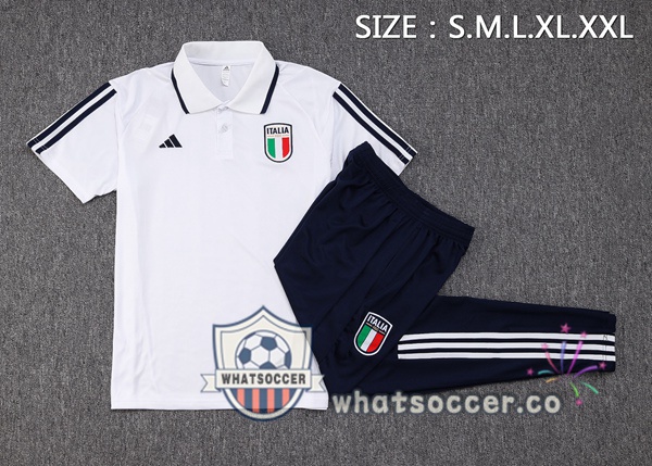 Training Polo Italy + Pants White 2023-2024
