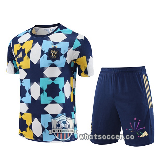Algeria Training T-Shirts + Shorts White Blue 2023-2024