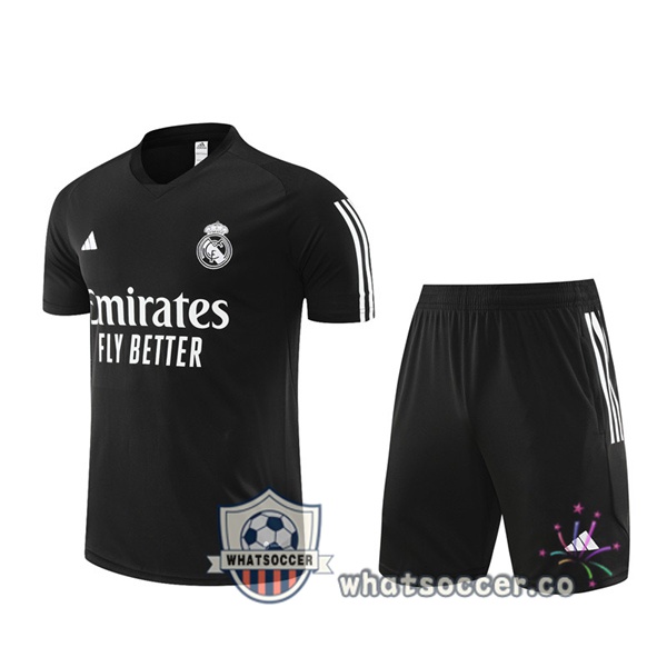 Real Madrid Training T-Shirts + Shorts Black 2023-2024