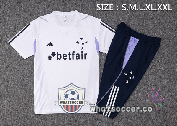 Cruzeiro EC Training T-Shirts + Shorts White 2023-2024
