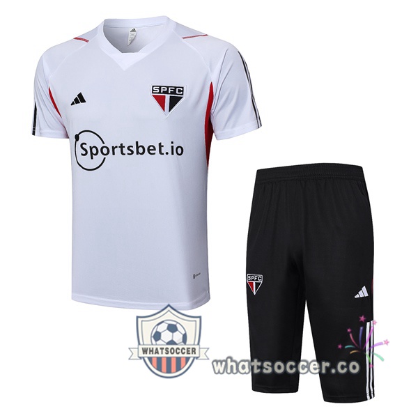 Sao Paulo FC Training T-Shirts + Shorts White 2023-2024