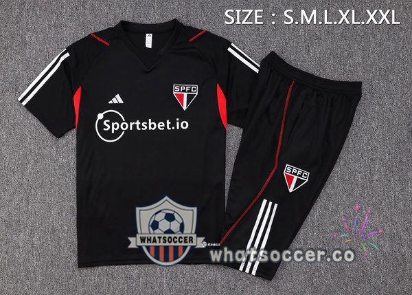 Sao Paulo FC Training T-Shirts + Shorts Black 2023-2024