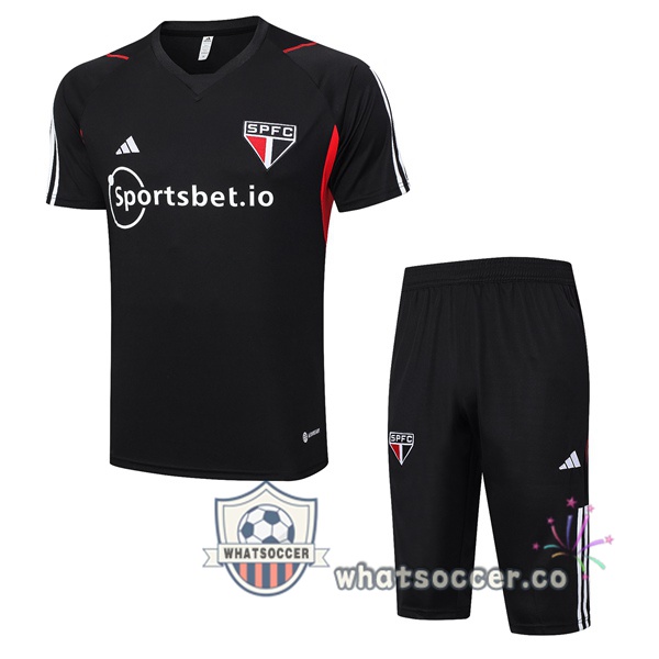 Sao Paulo FC Training T-Shirts + Shorts Black 2023-2024