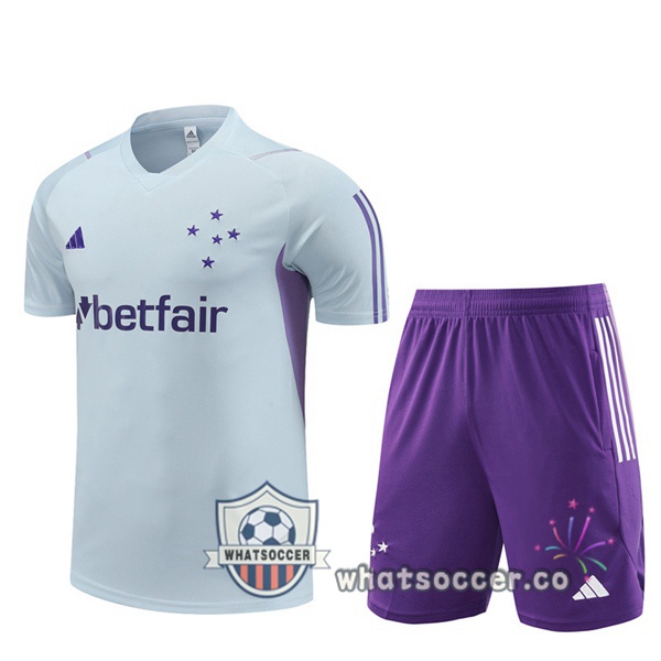 Cruzeiro EC Training T-Shirts + Shorts Gray 2023-2024