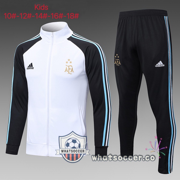 Argentina Kids White Black Training Jacket 2023-2024
