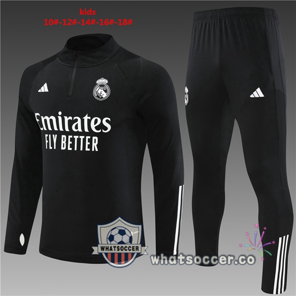 Real Madrid Kids Black Tracksuit 2023-2024