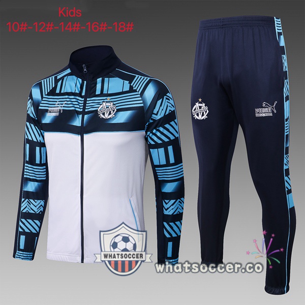 Olympique de Marseille Kids White Blue Training Jacket 2023-2024
