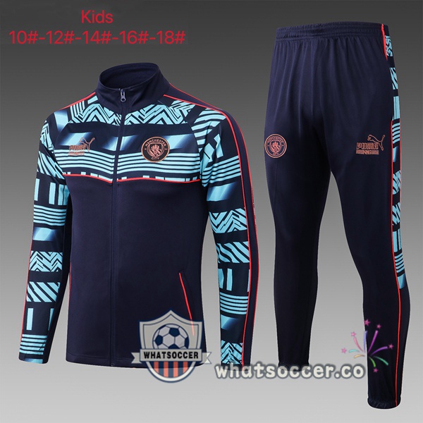 Manchester City Kids Black Blue Training Jacket 2023-2024
