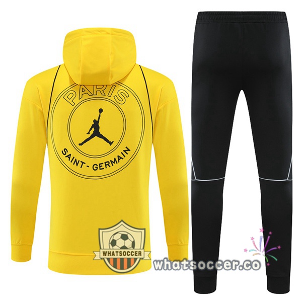 JORDAN Paris PSG Yellow Hooded Jacket 2023-2024