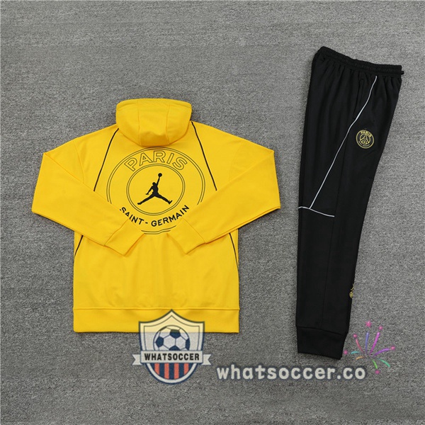 JORDAN Paris PSG Yellow Hooded Jacket 2023-2024