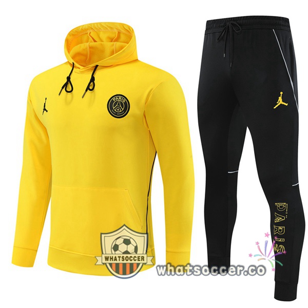 JORDAN Paris PSG Yellow Hooded Jacket 2023-2024