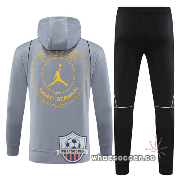 JORDAN Paris PSG Gray Hooded Jacket 2023-2024