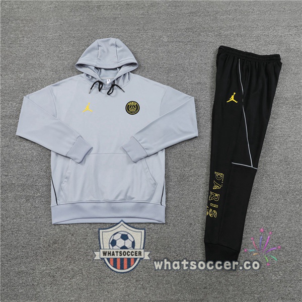 JORDAN Paris PSG Gray Hooded Jacket 2023-2024
