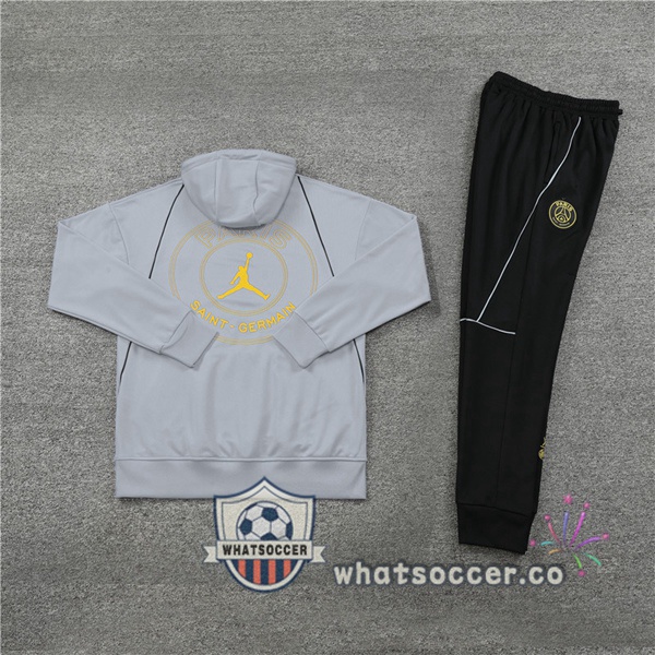 JORDAN Paris PSG Gray Hooded Jacket 2023-2024