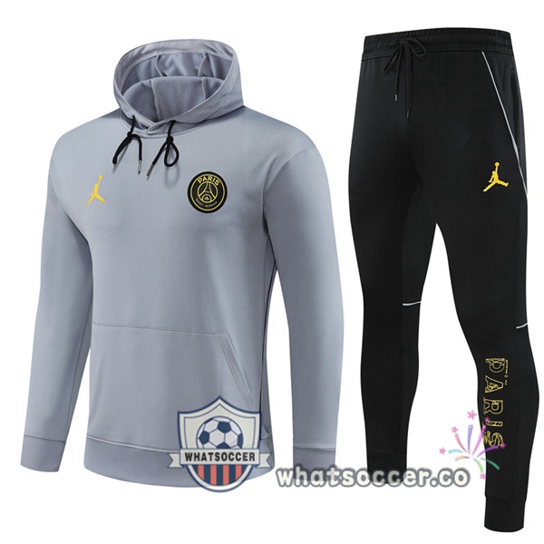 JORDAN Paris PSG Gray Hooded Jacket 2023-2024