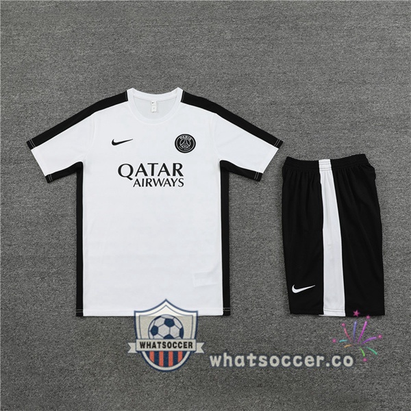 Paris PSG Training T-Shirts + Shorts White 2023-2024