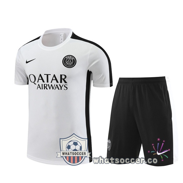 Paris PSG Training T-Shirts + Shorts White 2023-2024