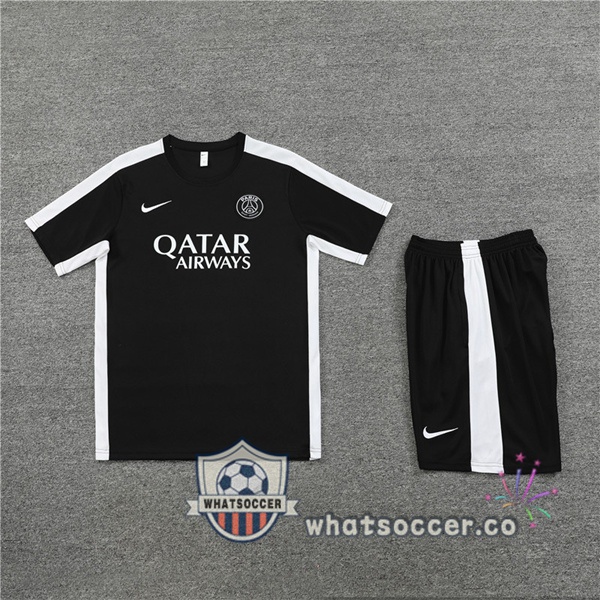 Paris PSG Training T-Shirts + Shorts Black 2023-2024