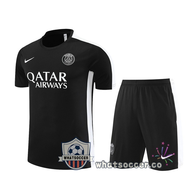Paris PSG Training T-Shirts + Shorts Black 2023-2024