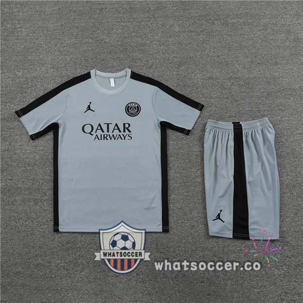 JORDAN Paris PSG Training T-Shirts + Shorts Gray 2023-2024