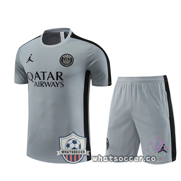 JORDAN Paris PSG Training T-Shirts + Shorts Gray 2023-2024