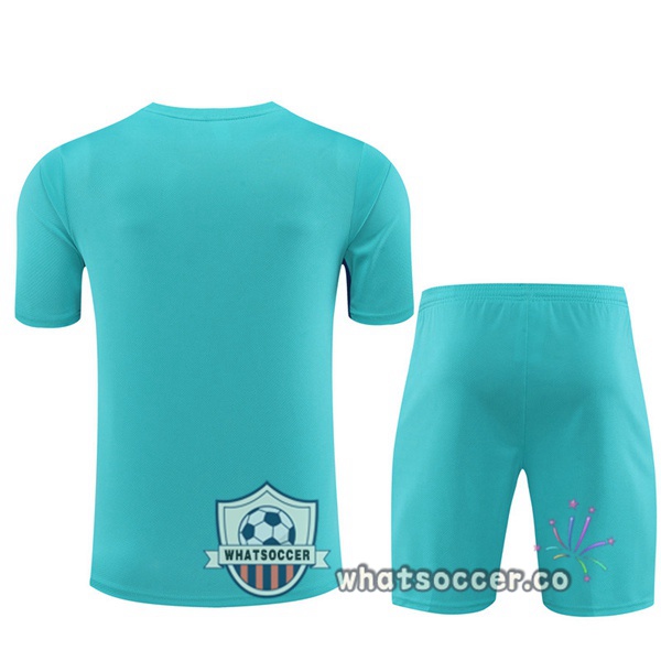 FC Barcelona Training T-Shirts + Shorts Cyan 2023-2024