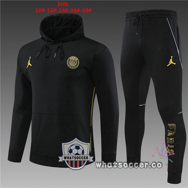 JORDAN Paris PSG Kids Black Hooded Jacket 2023-2024